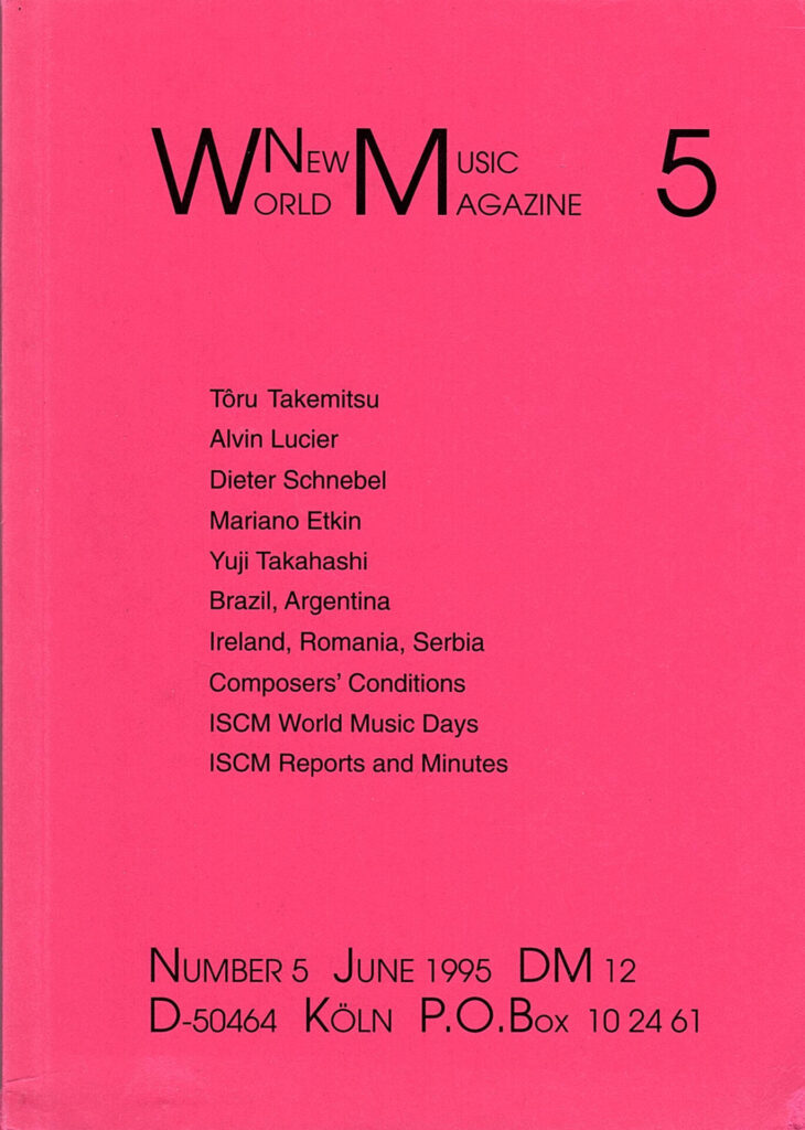The cover for World New Music Magazine, Issue #5 (1995)