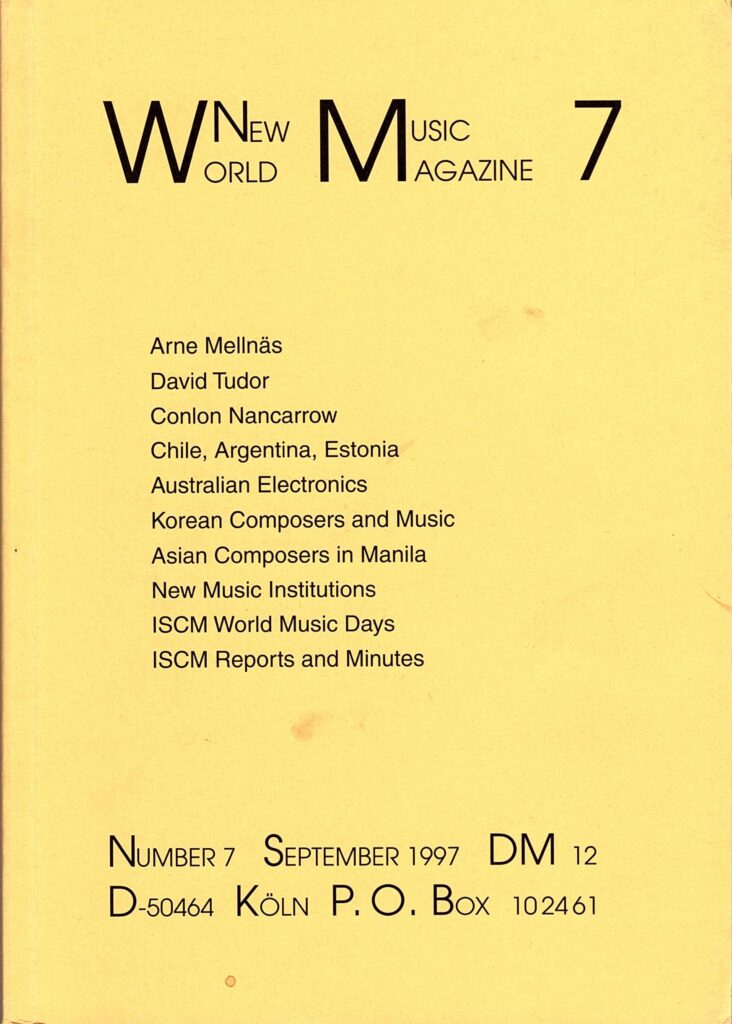 The cover for World New Music Magazine, Issue #7 (1997)