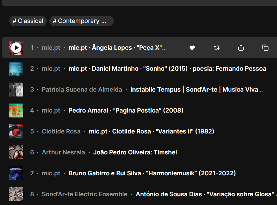 Screenshot of playlist