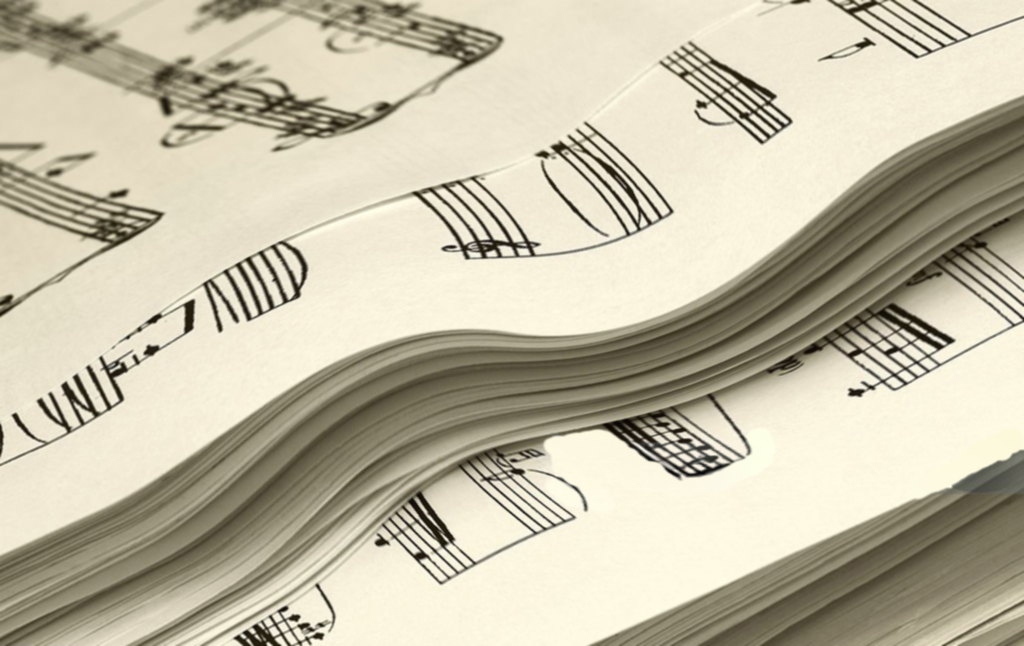 A stack of sheet music